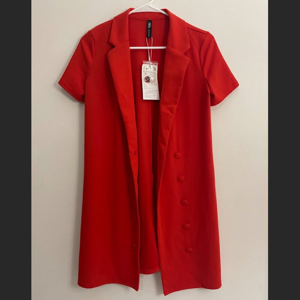 🔥 NWT! Zara Red Short-Sleeve Blazer Dress - Women’s Size S 🔥 For a good cause!